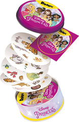 Asmodee Dobble Disney Princess tin box, travel-ready for quick, portable play.