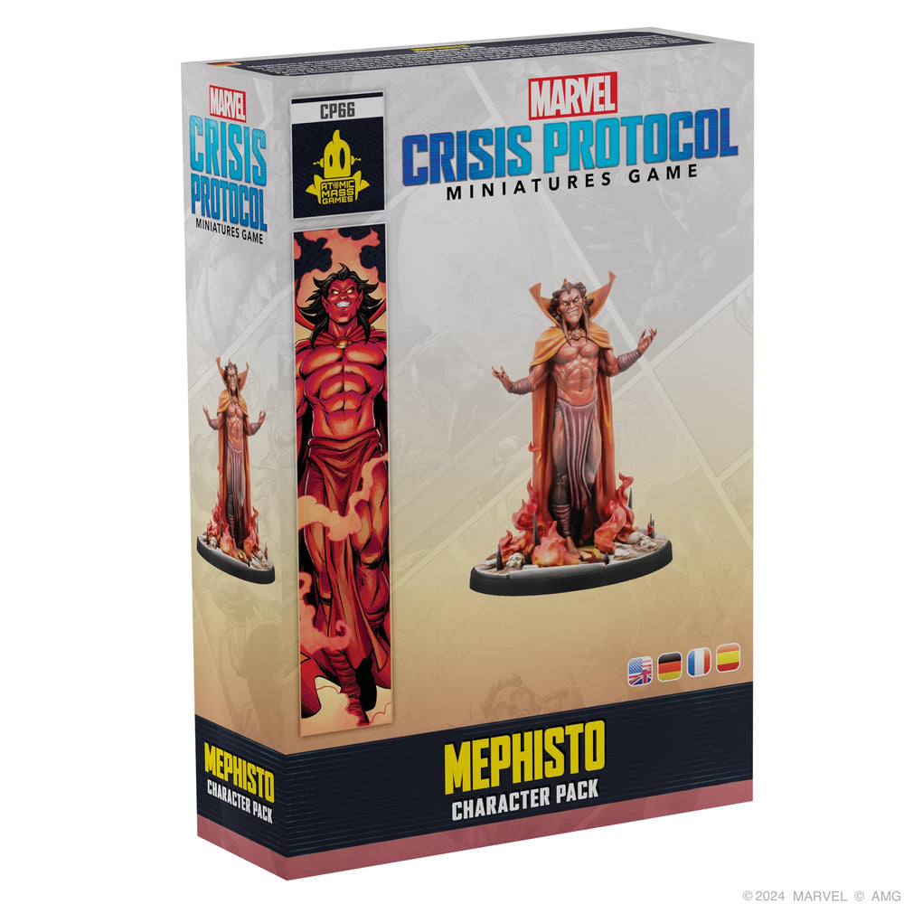 Asmodee Marvel Crisis Protocol Mephisto pack cover showing dynamic villain artwork for strategy fans.