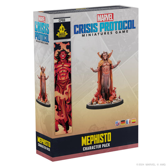 Asmodee Marvel Crisis Protocol Mephisto pack cover showing dynamic villain artwork for strategy fans.