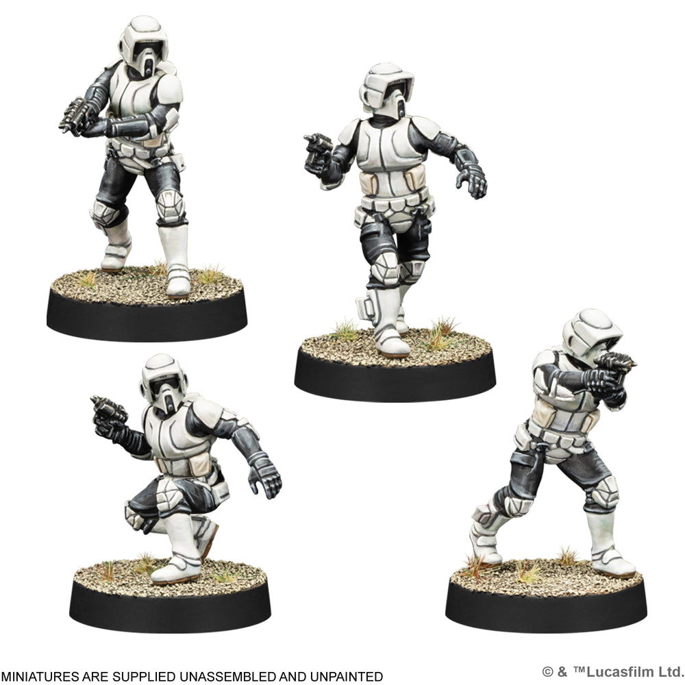 Asmodee Star Wars Legion Scout Troopers provide tactical support for hit-and-run strategies.