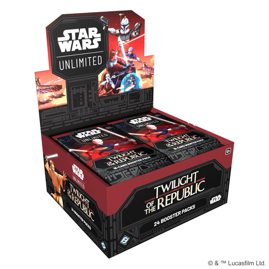 Asmodee Star Wars Unlimited Twilight booster display front, ideal for showcasing new packs