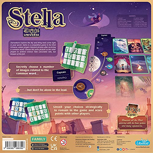 Asmodee Stella clue word card guides creative interpretations.