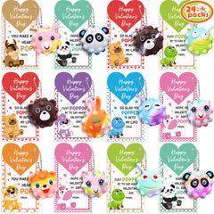 Asoulin 3D animal pop fidget toy with valentines cards for classroom gifts