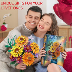Asoulin colorful sunflower bouquet buildable set adds vibrant centerpieces to any room.