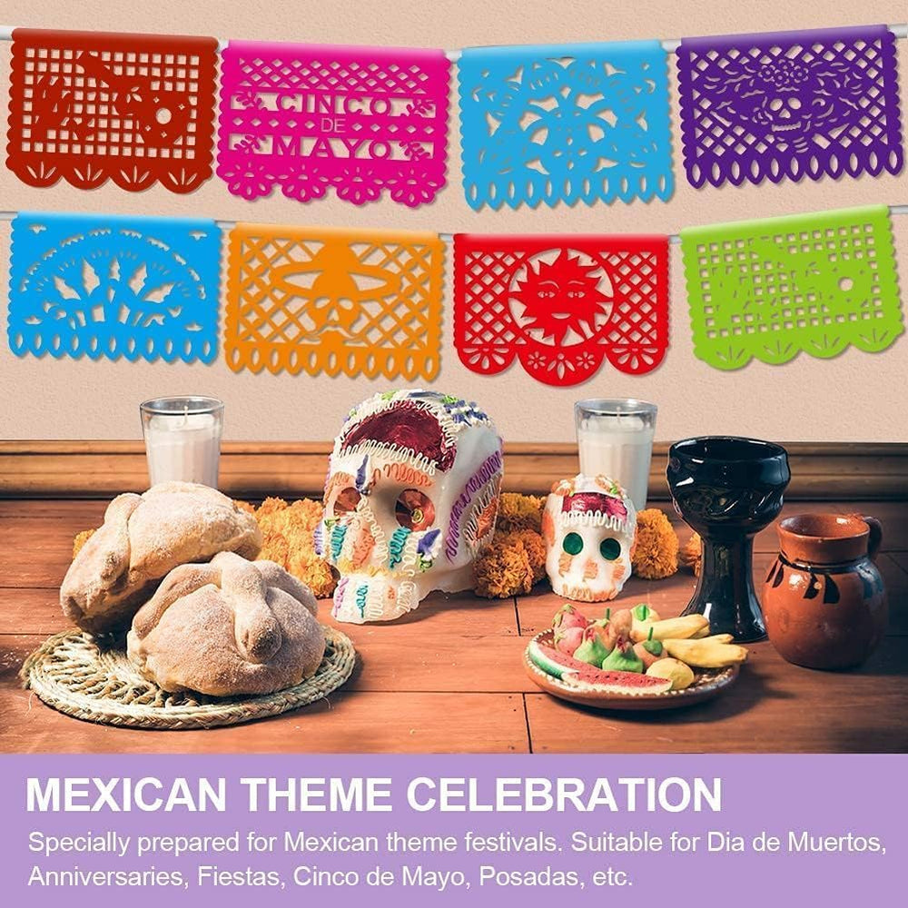 Asoulin papel picado banner with fruits for playful celebrations.