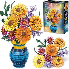 Asoulin flower bouquet building set with vase for decorative display and lasting blooms.