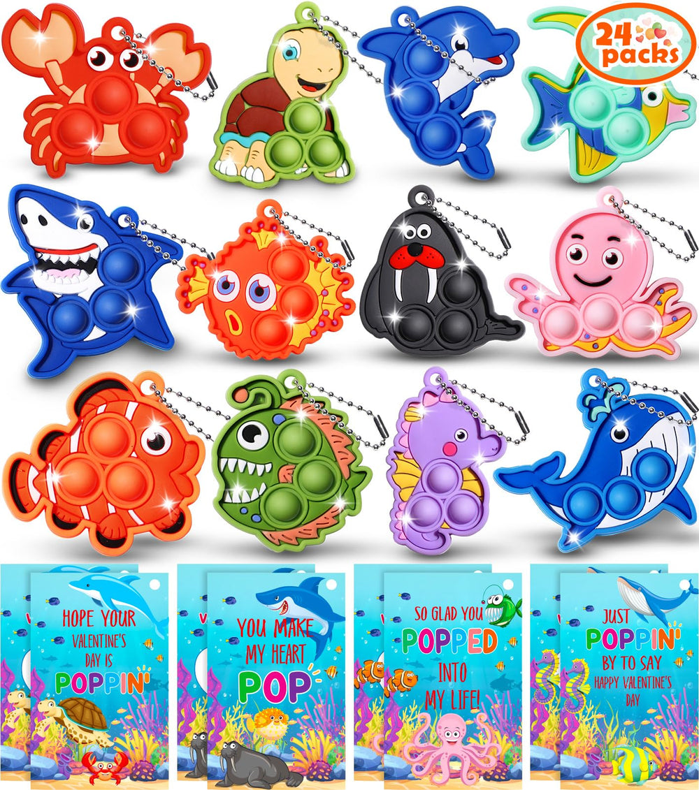 Asoulin sea animal pop keychain backpack clip for portable on-the-go stress relief.