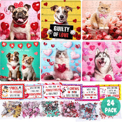 Asoulin valentines cat dog puzzles pack for kids boosts cooperative play