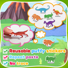 ASTARON 3D Puffy Sticker Book Car β colorful car stickers boost hand-eye coordination.