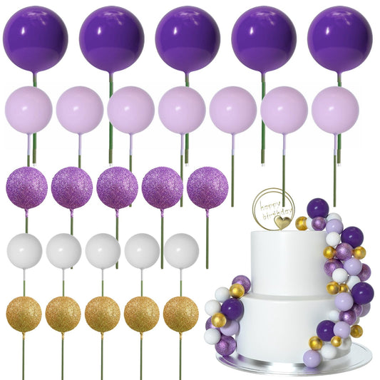 ASTARON dark purple ball cake topper 2 cm for elegant cake decoration