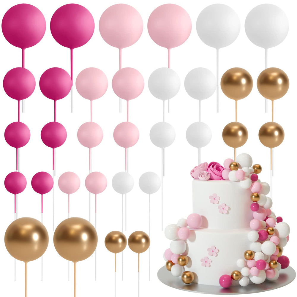 ASTARON gold ball cake topper 2cm for elegant wedding cake decor