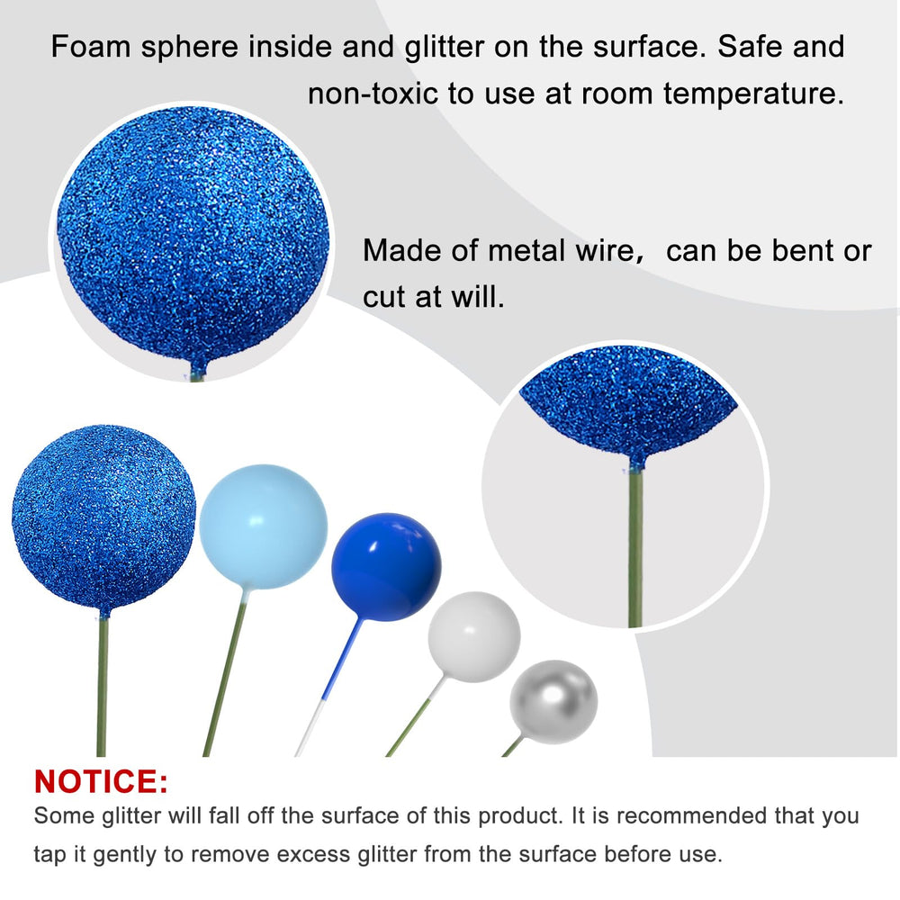 ASTARON light blue ball cake topper 3cm ideal for cupcakes and desserts