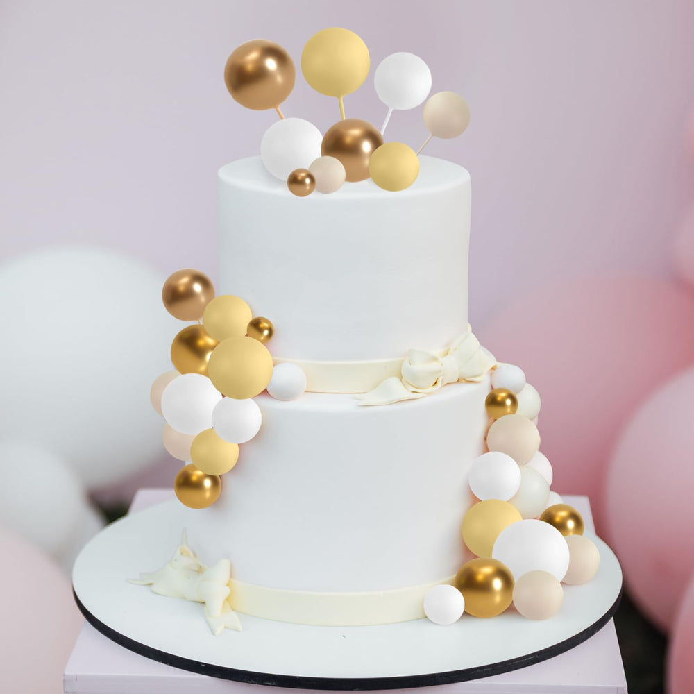 ASTARON yellow 2cm ball topper for bright party cakes