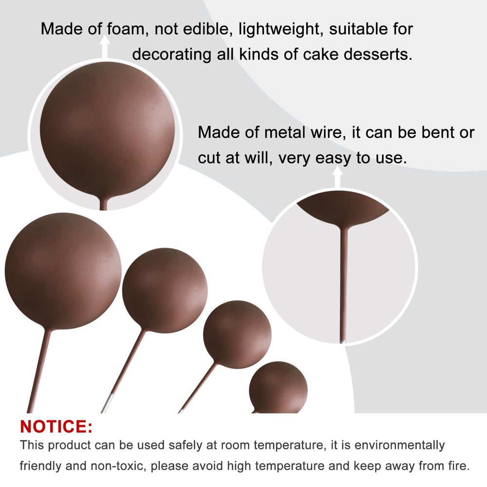 ASTARON brown ball cake topper 3cm enhances wedding cake styling.