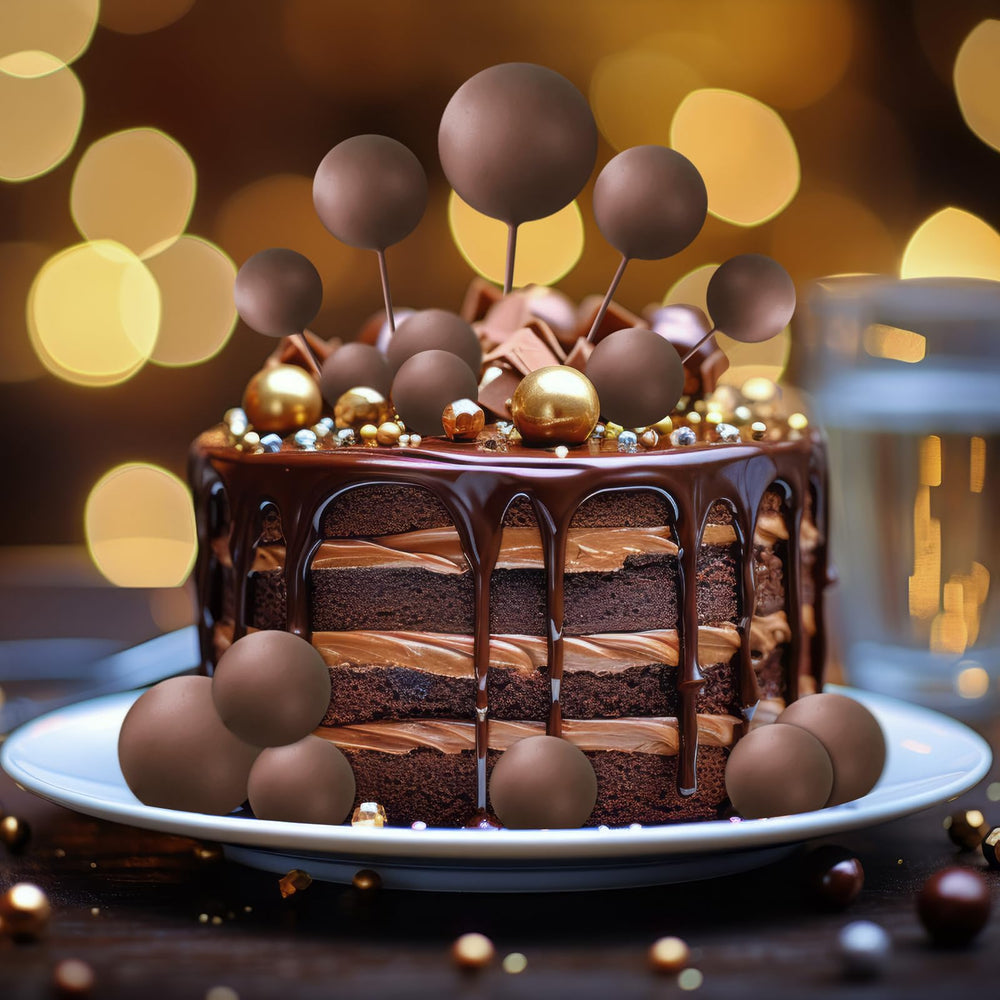 ASTARON brown ball cake topper 4cm ideal for baby showers and parties.