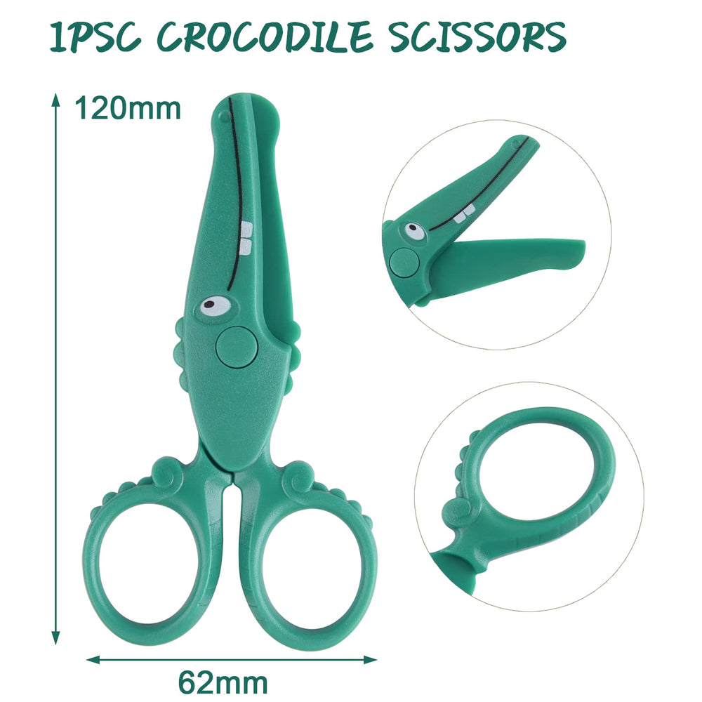 ASTARON crocodile scissors featuring plastic blades for light, kid-friendly cutting
