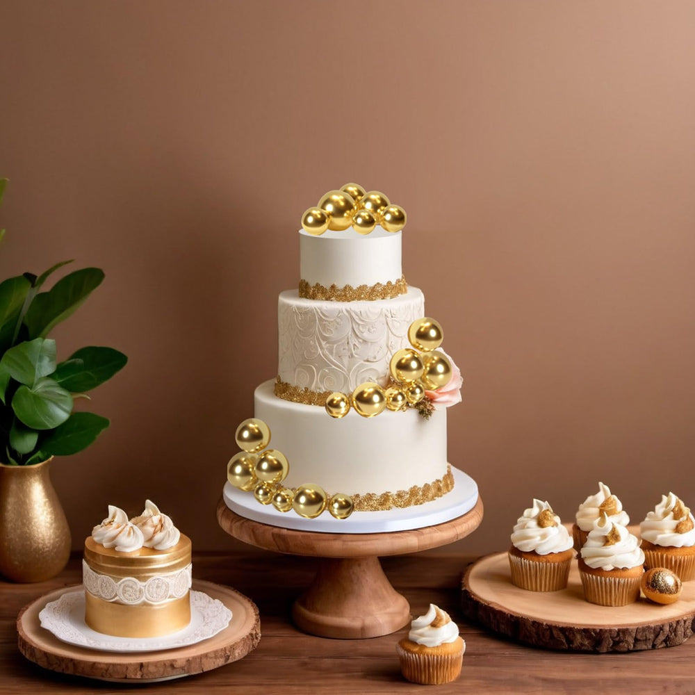 ASTARON gold ball toppers set, 20 pieces, for parties and weddings