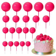 ASTARON hot pink ball cake topper 2cm adds playful color to any cake.