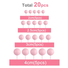 ASTARON light pink ball cake topper, 2.5cm, ideal for decorating cakes and cupcakes.