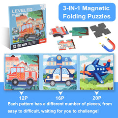 Astaron magnetic puzzle 12-piece police car for on-the-go learning