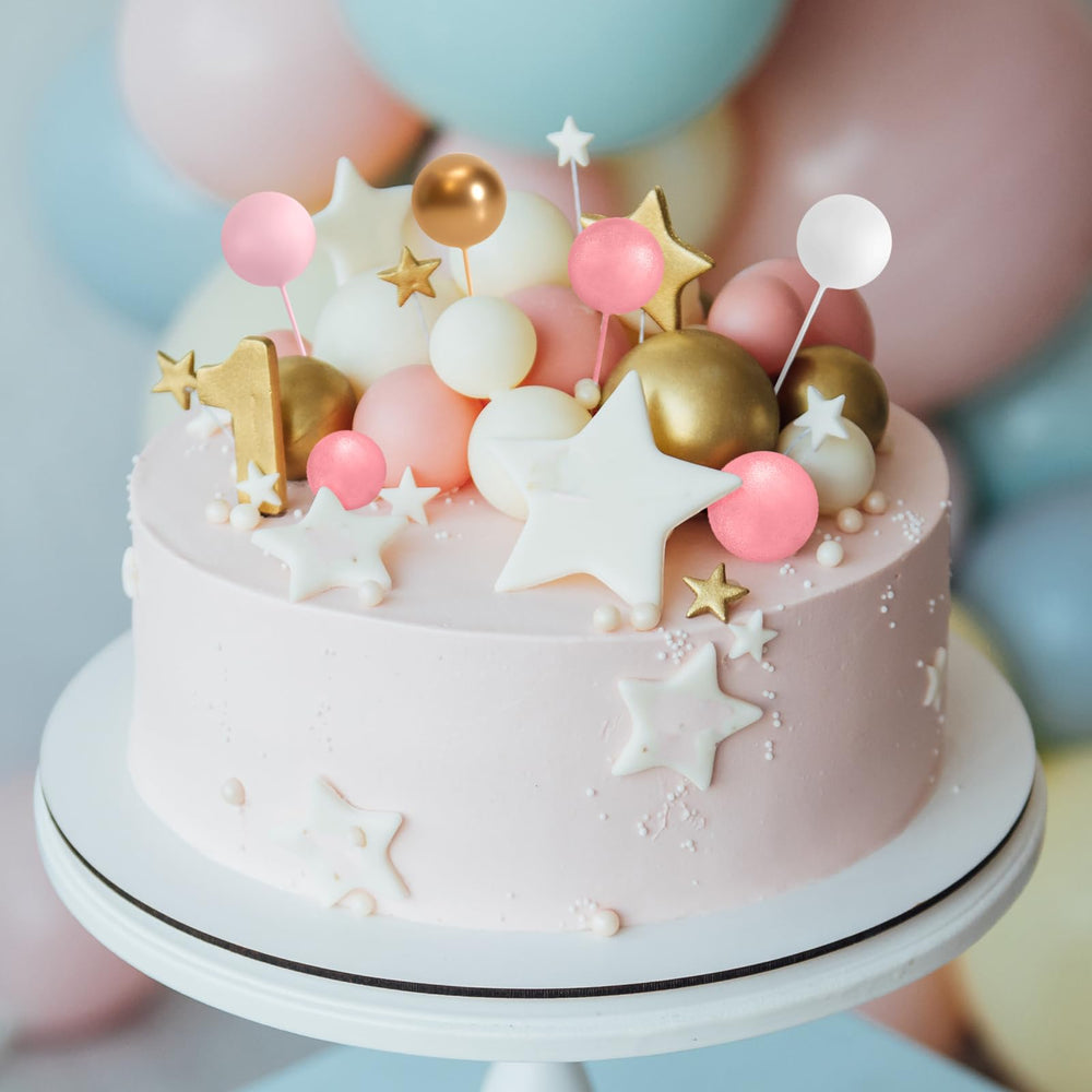 ASTARON pink multi-color toppers ideal for baby showers and birthdays.