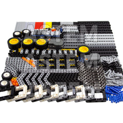 ASTEM technic parts closeup shows easy connections with regular-sized bricks.