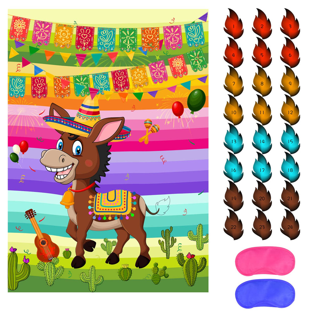 ASTARON pin-the-tail-on-the-donkey poster for interactive Cinco de Mayo fun