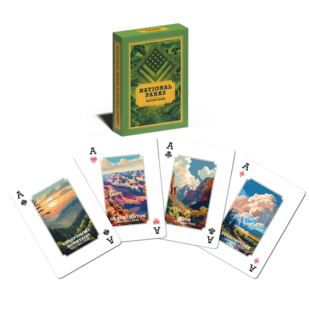 ASVP Shop National Parks Playing Cards with vibrant park art for camping nights and shared moments.