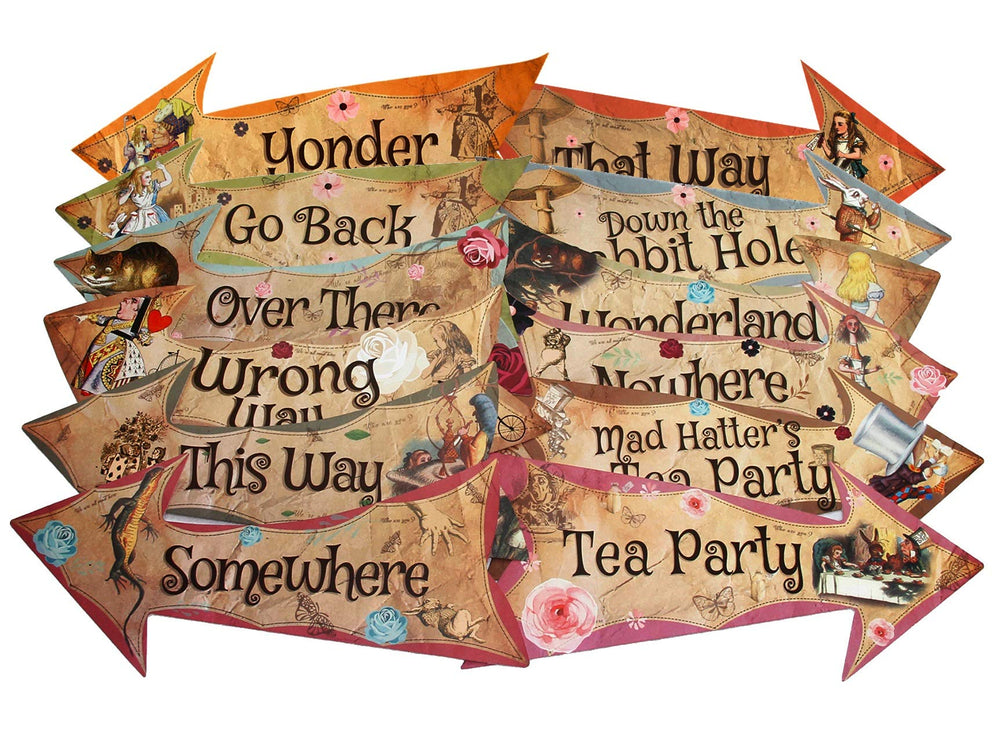 ASVP Shop nursery Wonderland arrow signs brighten reading corners with charm.