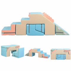 Asweets 4-in-1 foam climbing blocks assembled into a versatile, safe indoor play structure for toddlers.