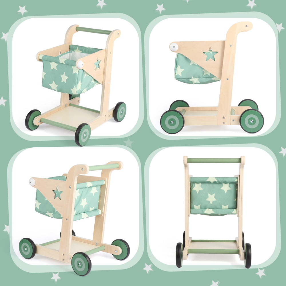 Asweets push-pull action image illustrating dual use as stroller and cart.