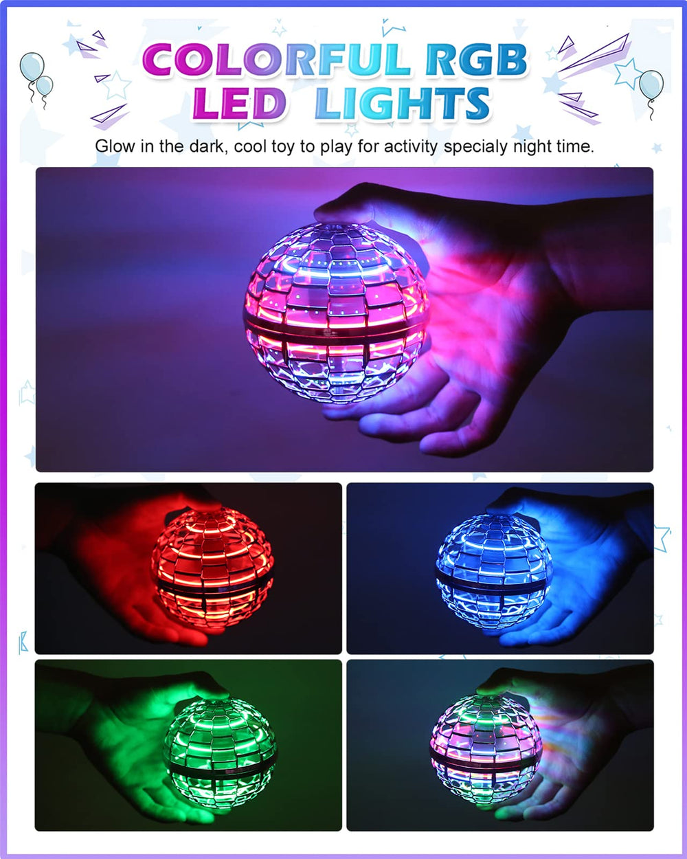 ATHLERIA galactic fidget-spinner hover balls glow in the dark.