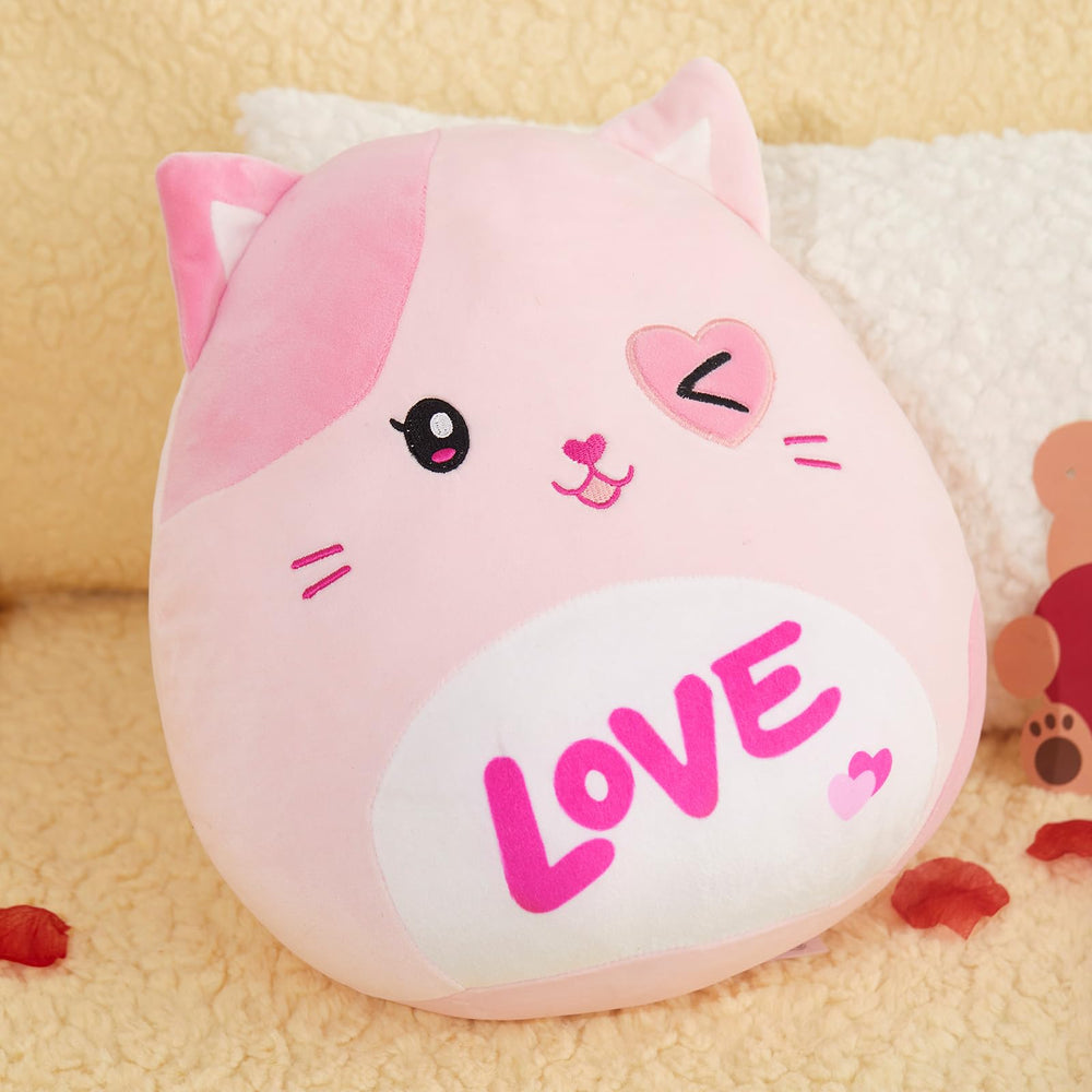 Athoinsu cuddly cat plush with easy care, machine-washable on gentle cycle.
