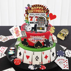 Atiloy casino birthday topper creates a bold party focal point