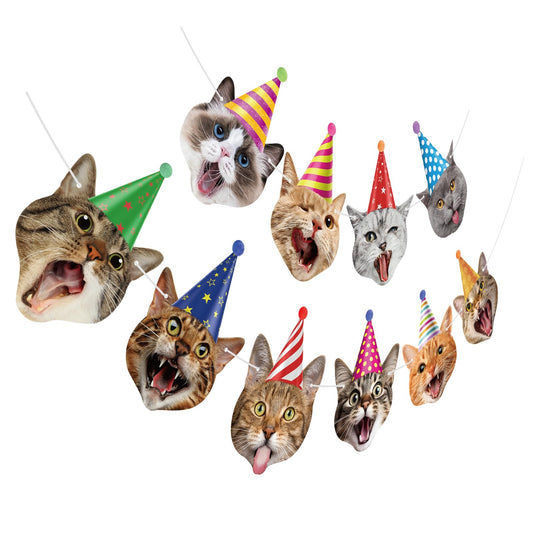 Atiloy Cat Face banner closeup for cat-themed birthday decor.
