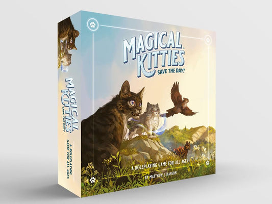 Atlas Games' Magical Kitties Save the Day cover art inviting families to start an adventure.