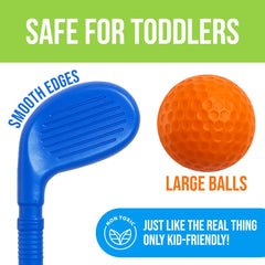 Atlasonix toddler golf set holes as approachable targets for toddlers.