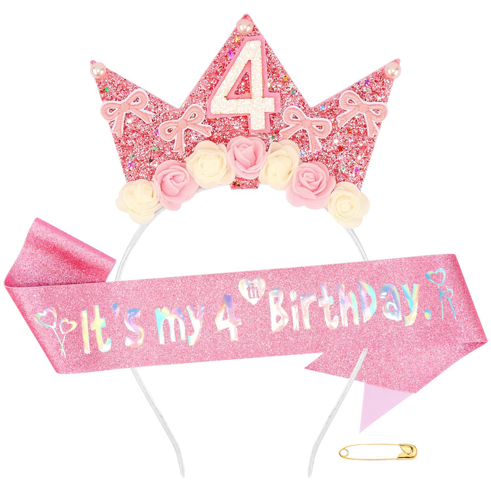 Atoden 4-year-old birthday headband adds sparkle for photo-ready moments.