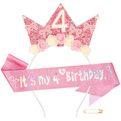 Atoden 4-year-old birthday headband adds sparkle for photo-ready moments.