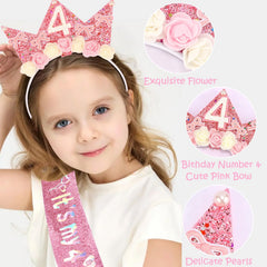 Atoden pink bow birthday headband provides secure, comfy wear all party long.