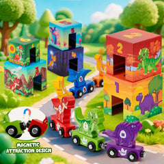 Atoylink nesting boxes display dinosaur scenes, aiding storage and color recognition.