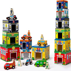 Atoylink toddler sorting and stacking toy set with magnetic cars for imaginative play