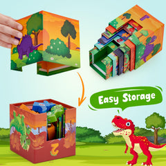 Atoylink wooden cars and dinosaurs connect with magnets for endless combinatory play.
