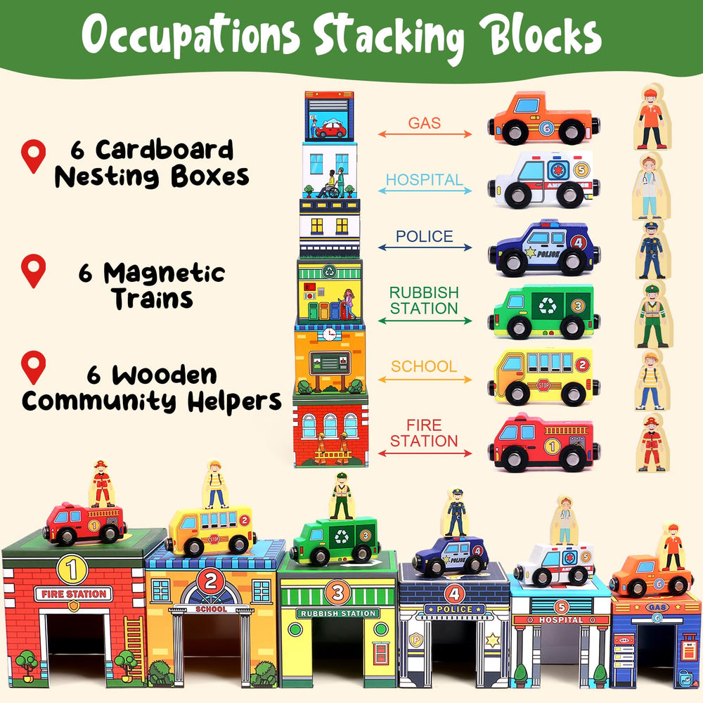 Atoylink wooden fire truck magnet for storytelling and coordination