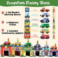 Atoylink wooden fire truck magnet for storytelling and coordination