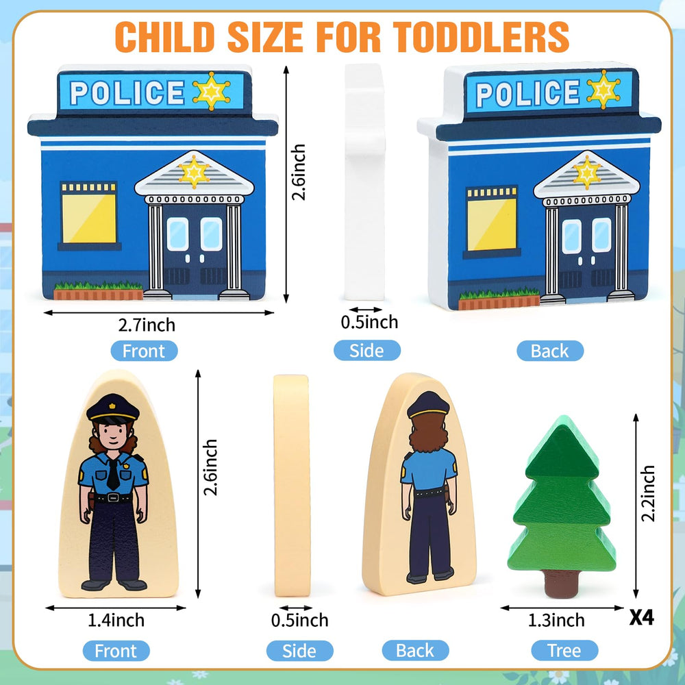 Atoylink wooden police and fire station pieces encourage civic role play