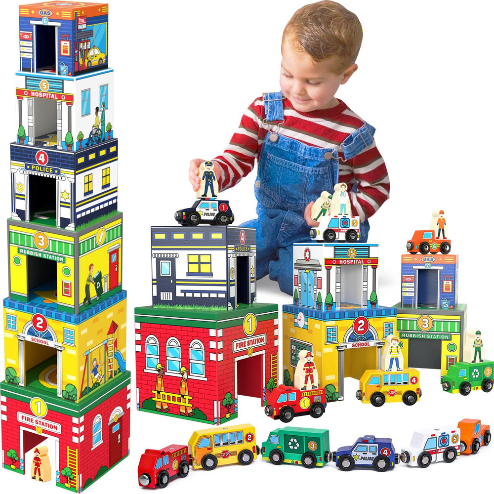 Atoylink wooden school bus magnet for color sorting and sequencing