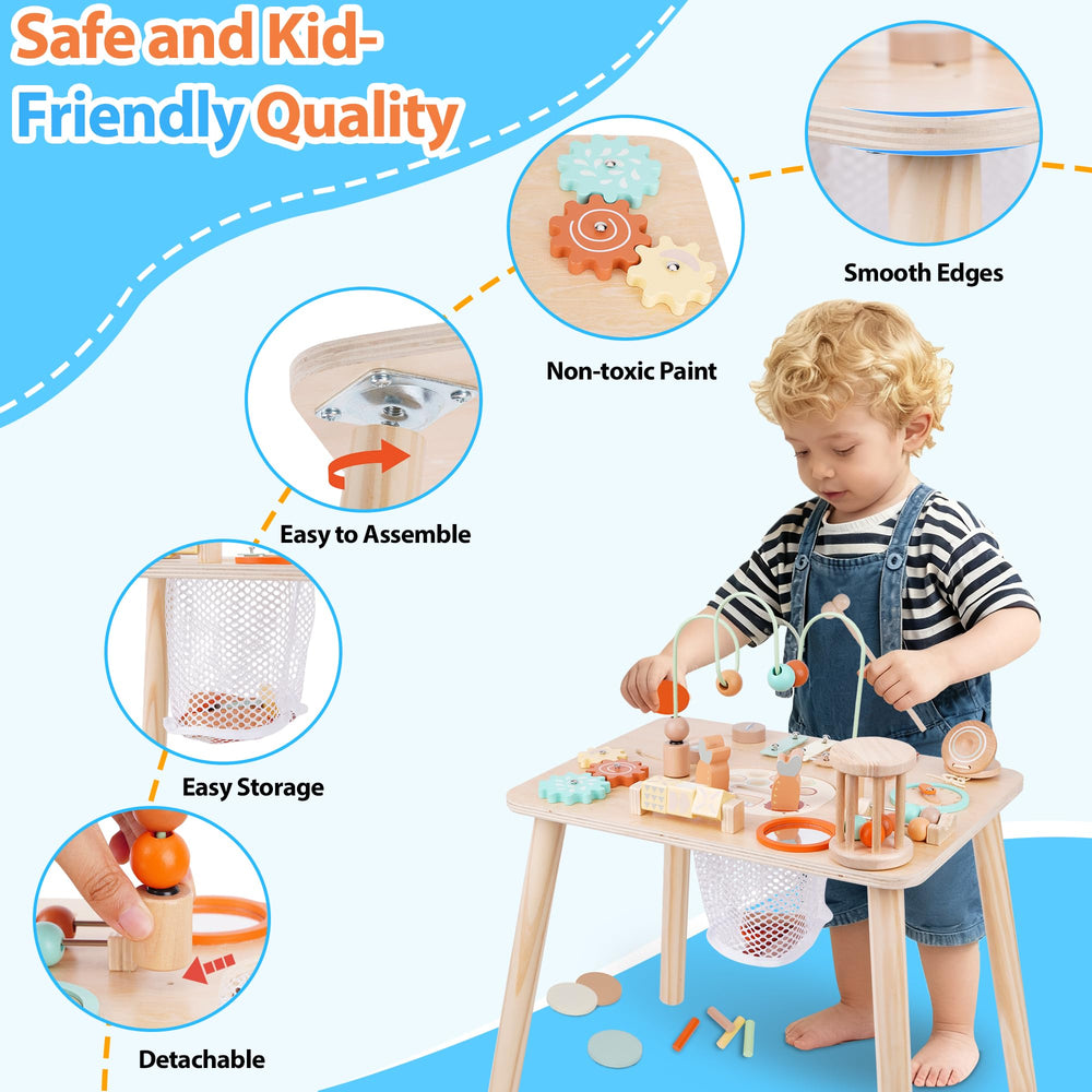 ATOYUS Activity Table mirror promotes self-awareness during interactive play.
