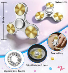 ATESSON fidget spinner, silver bearing closeup, shows durable stainless steel components.