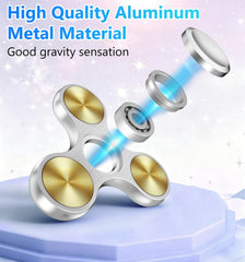 ATESSON fidget spinner, silver side view, smooth, low-noise hand engagement.